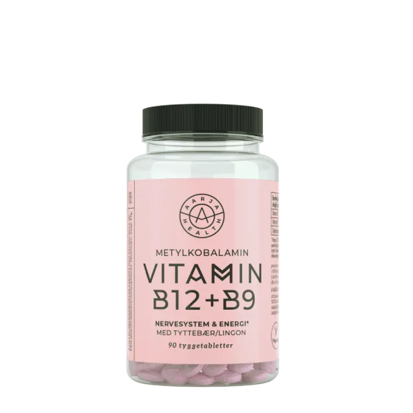 Aarja Health Naturlig B12, B9 (folat) och lingon, förpackning