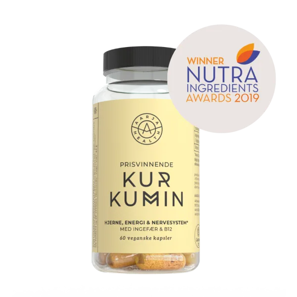 Aarja Health Kurkumin, ingefära och B12, förpackning