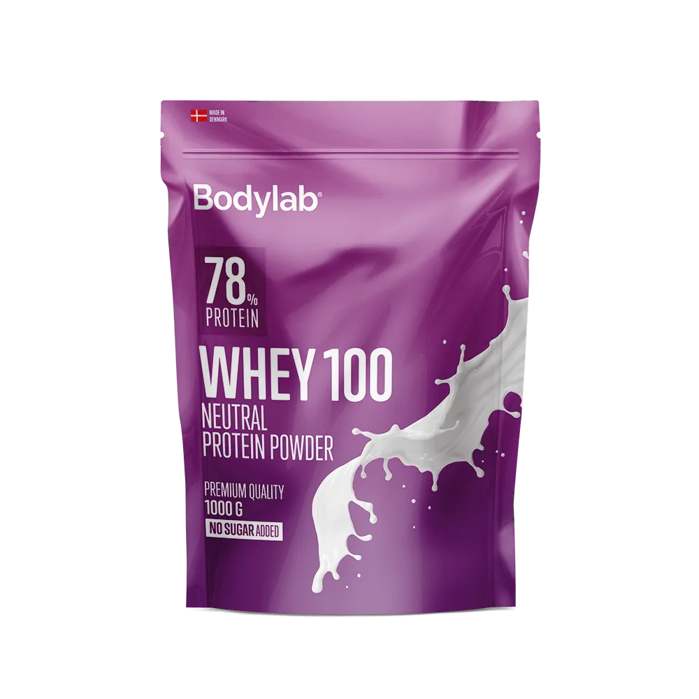 Bodylab Whey 100 1 kg burk neutral, dansktillverkat proteinpulver