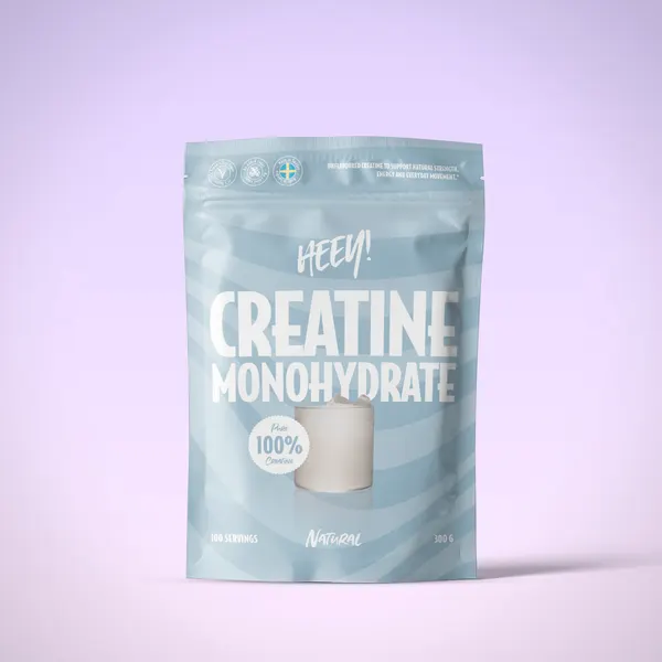 Heey! Kreatin Monohydrat Naturell, förpackning