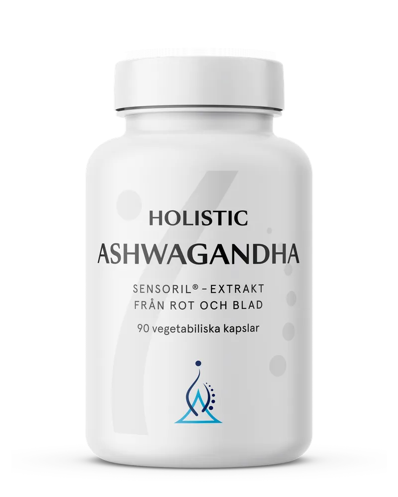 Holistic Ashwagandha-kapslar på vit yta