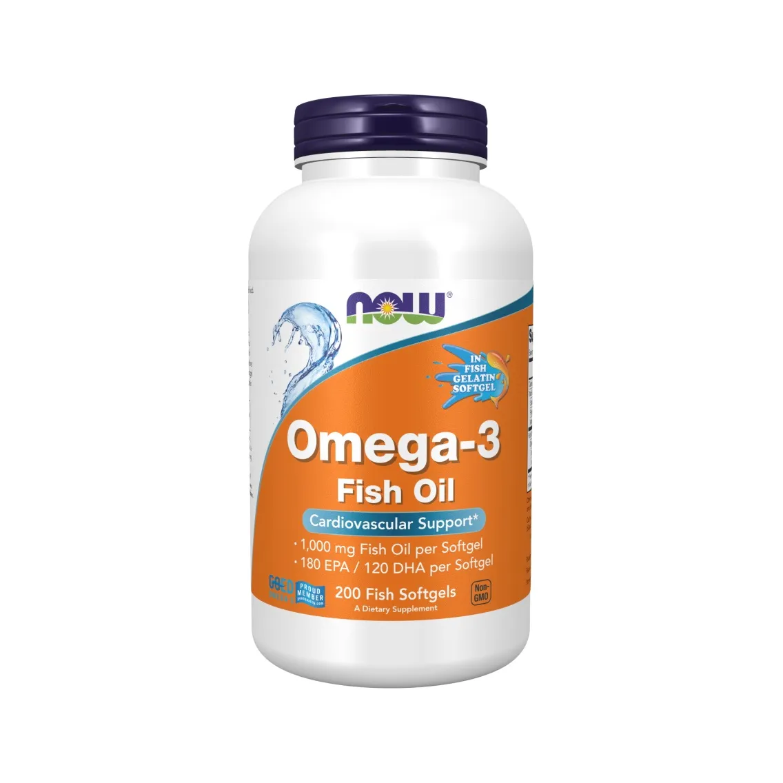 NOW Foods Omega-3 Fish Oil Molecularly Distilled 200 kapslar