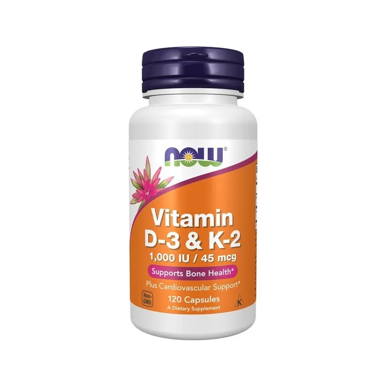 NOW Foods Vitamin D-3 & K-2 120 kapslar
